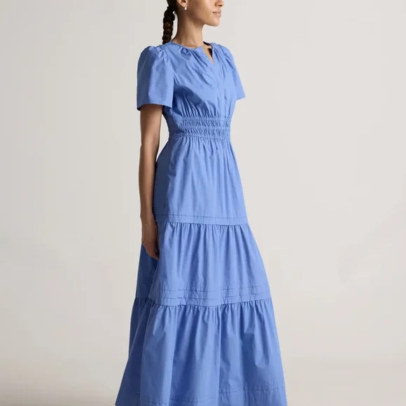 Quince Tiered Maxi Dress in Navy, White, and True Blue - Picture 2 of 4